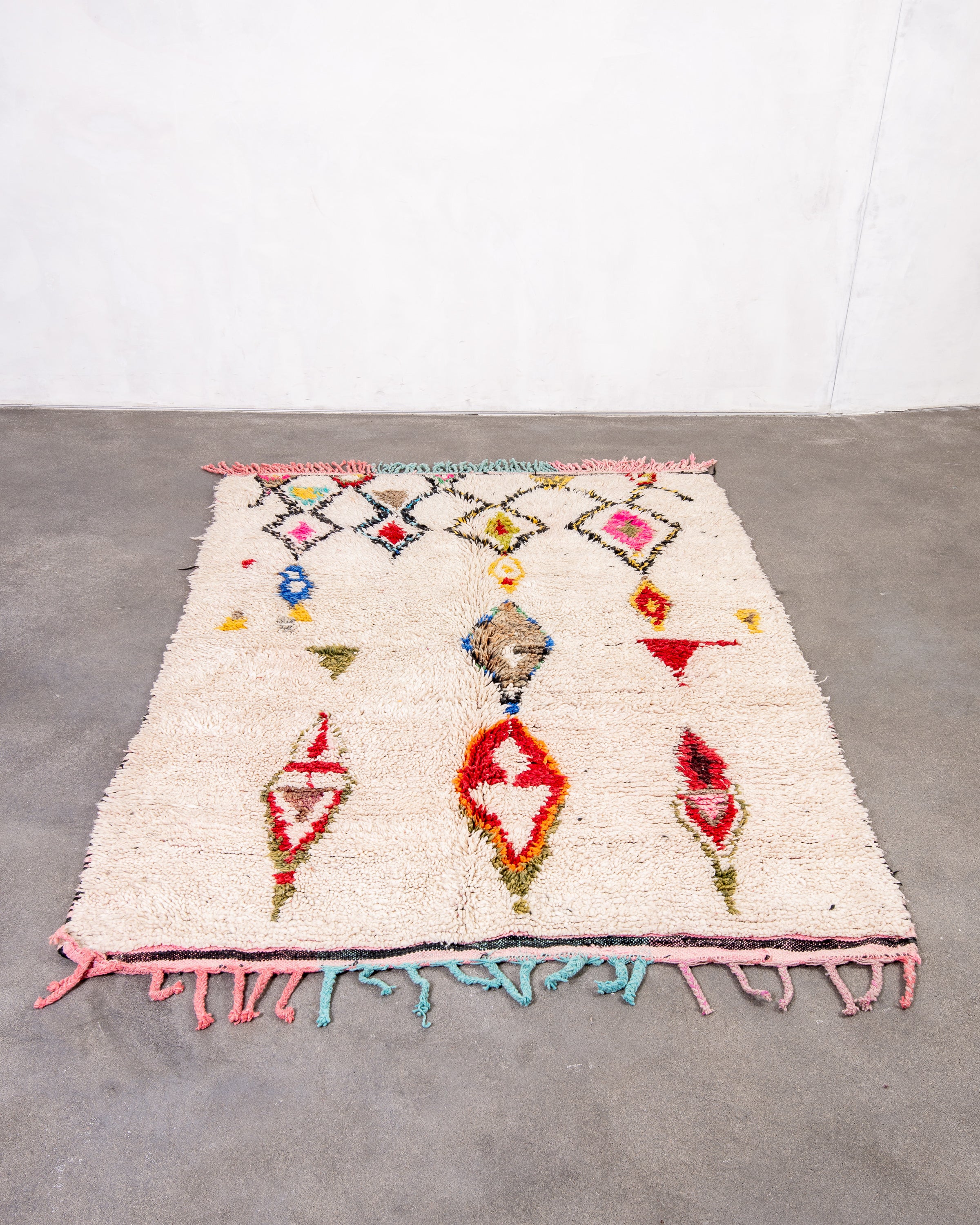Modern designer handcrafted Berber rug from morocco Boujad with beautiful colors and patterns